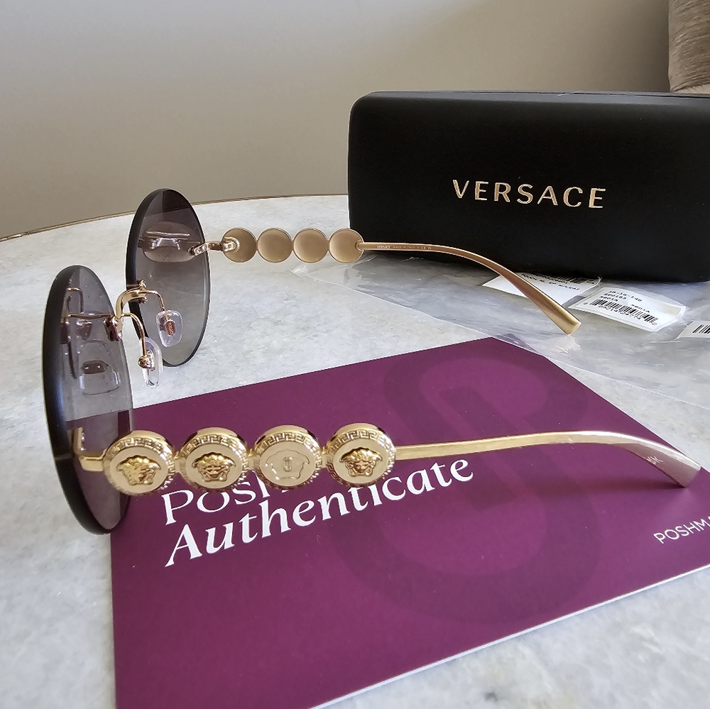 NWT-Versace Greca Coin Medusa Sunglasses - Picture 5 of 11